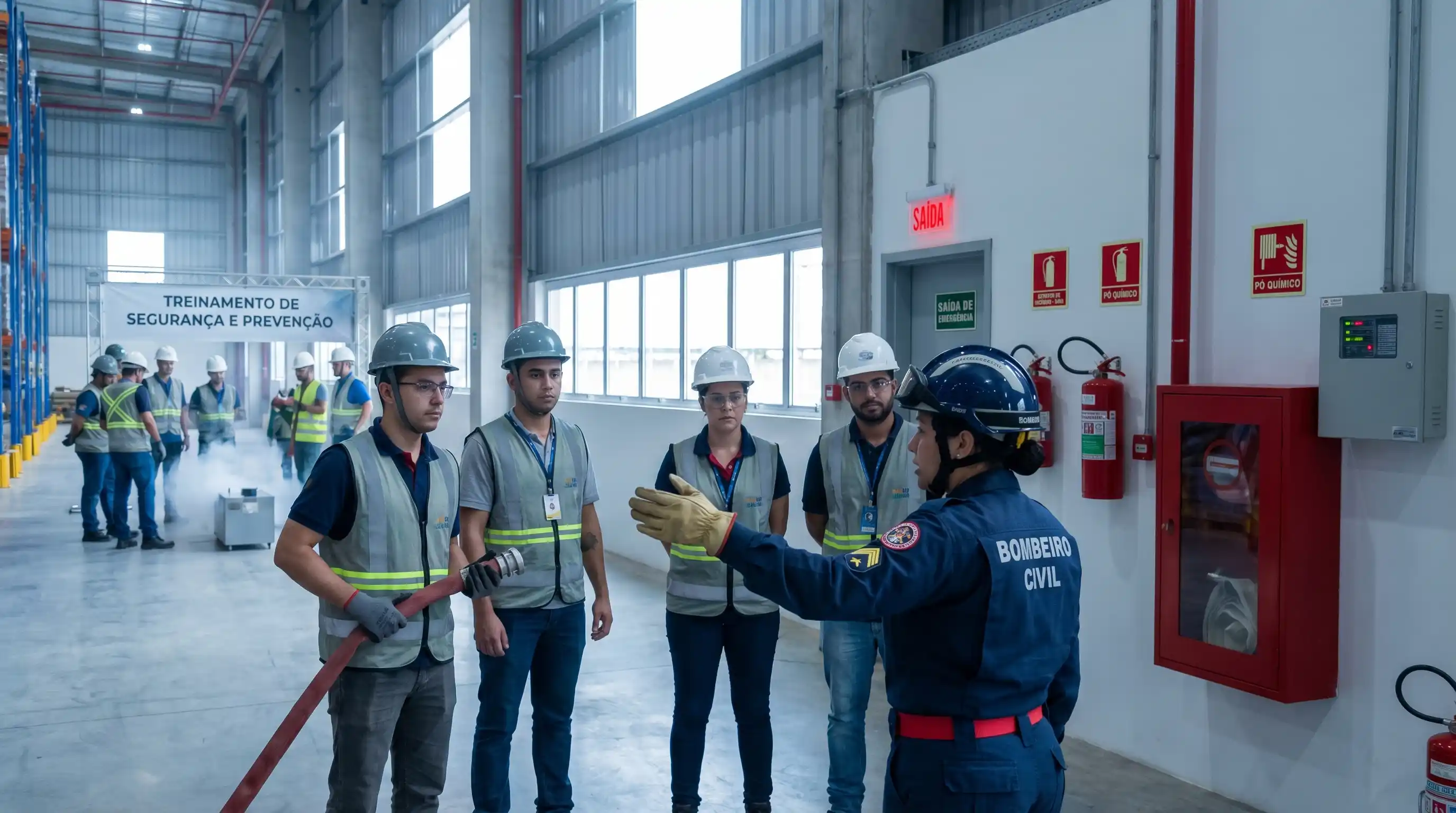 Reunião de brigada de incêndio em empresa