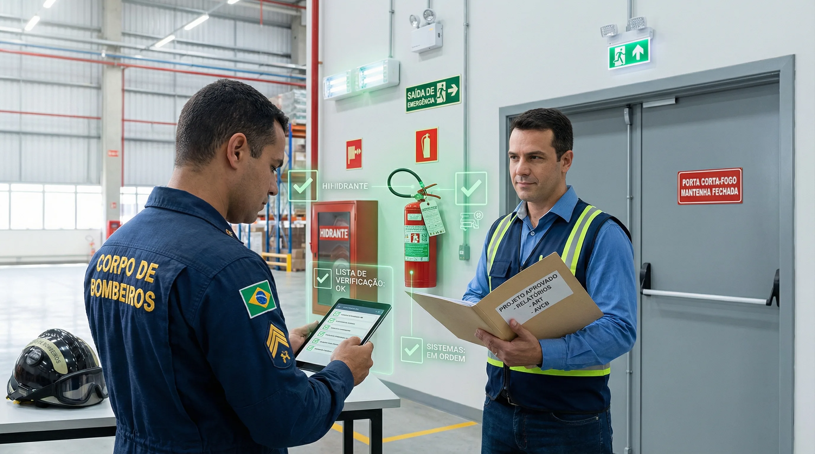 Fiscalização do Corpo de Bombeiros em empresa